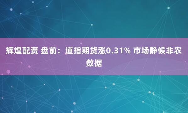 辉煌配资 盘前：道指期货涨0.31% 市场静候非农数据
