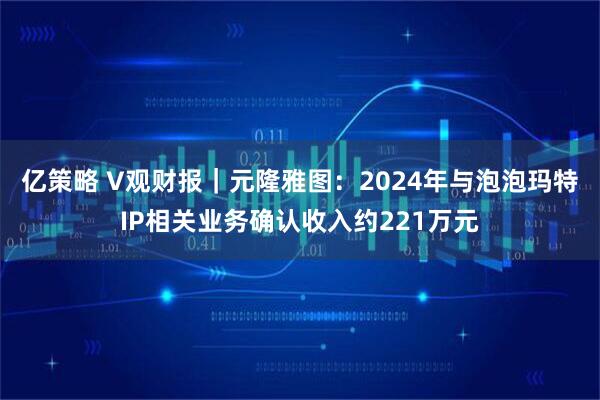 亿策略 V观财报｜元隆雅图：2024年与泡泡玛特IP相关业务确认收入约221万元