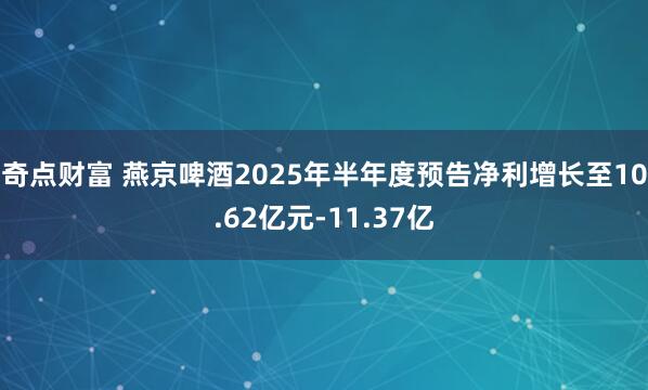 奇点财富 燕京啤酒2025年半年度预告净利增长至10.62亿元-11.37亿