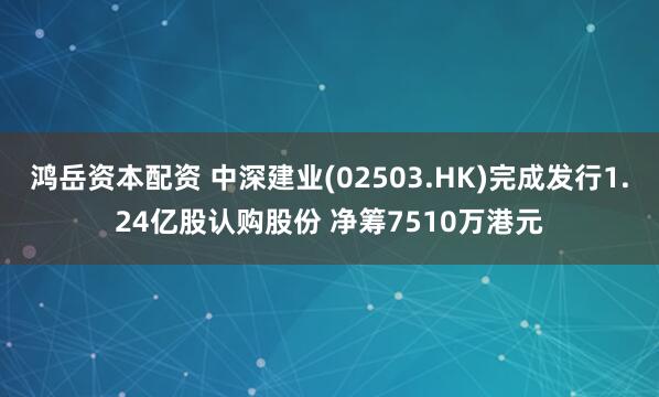 鸿岳资本配资 中深建业(02503.HK)完成发行1.24亿股认购股份 净筹7510万港元